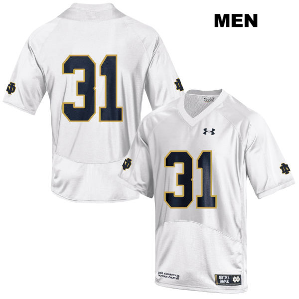 Men's NCAA Notre Dame Fighting Irish #31 Cole Capen Stitched College Under Armour Authentic White No Name Football Jersey QY10V56VT